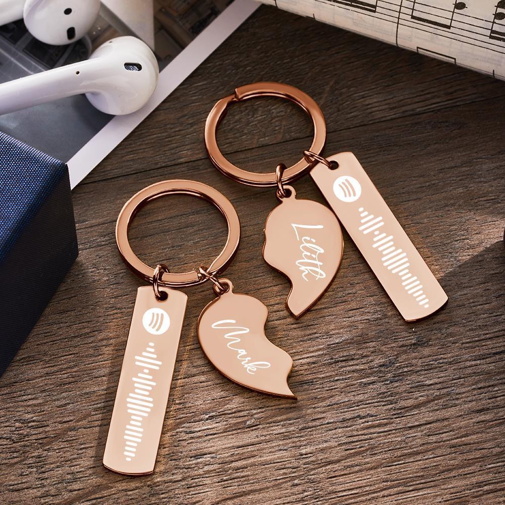 Personalized Spotify Code Keychain Custom Name in Heart Shape Keychain for Her - customphotokeychain