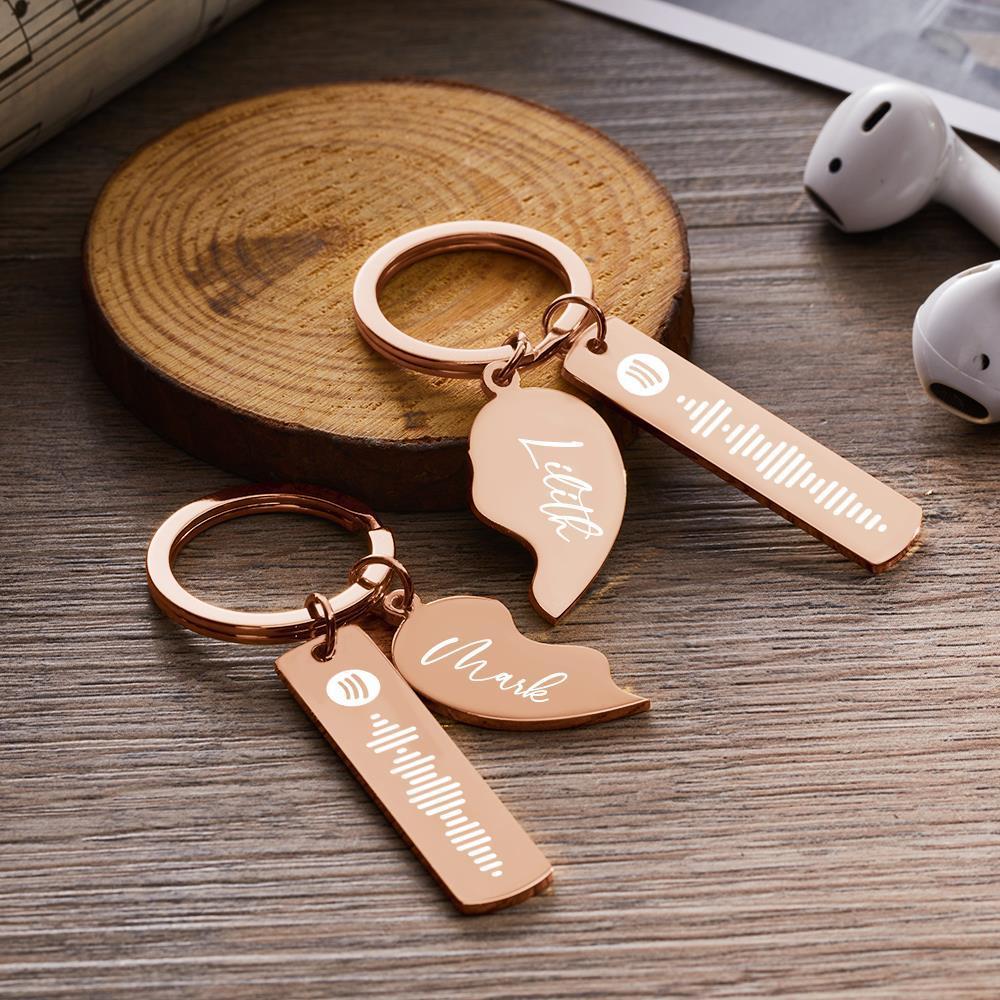Personalized Spotify Code Keychain Custom Name in Heart Shape Keychain for Her - customphotokeychain