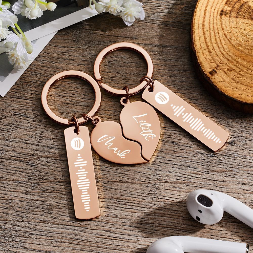 Personalized Spotify Code Keychain Custom Name in Heart Shape Keychain for Her - customphotokeychain
