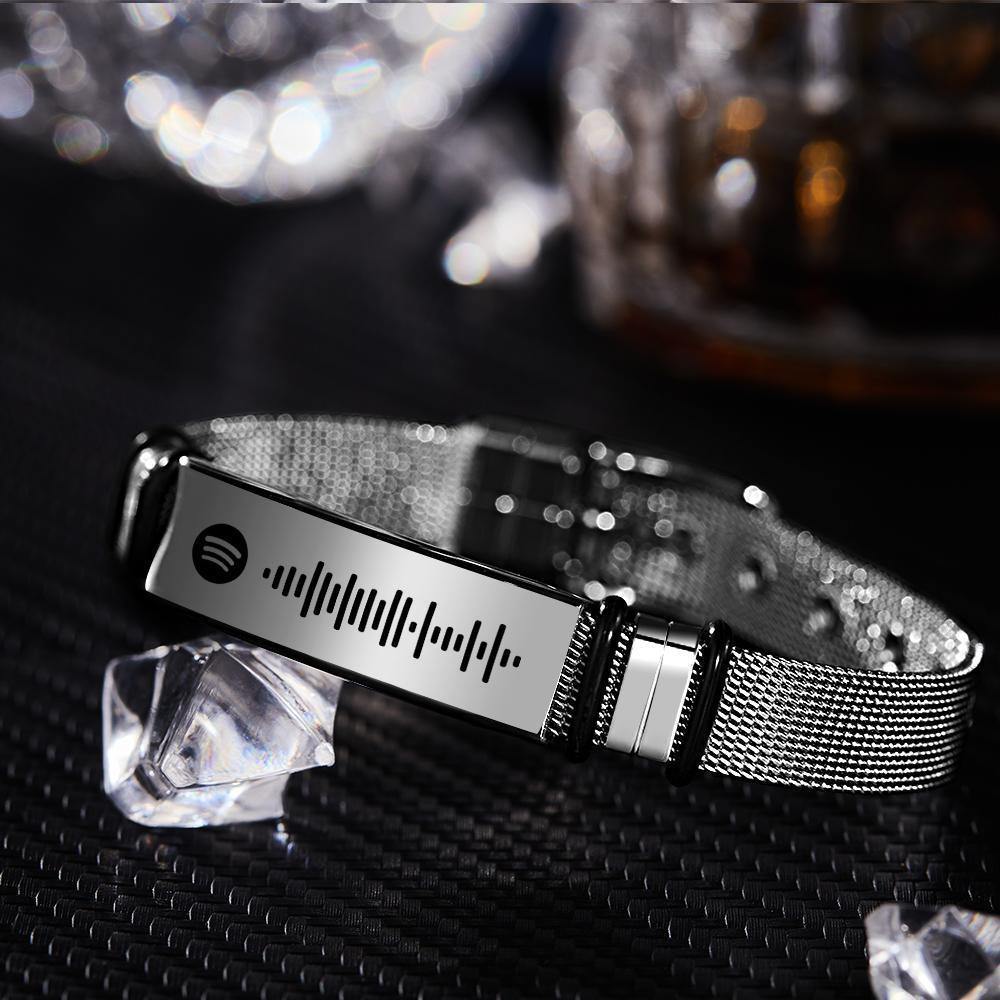 Custom Scannable Spotify Code Bracelet Men's Bracelet Music Song Bracelet Stainless Steel Gifts for Him - myphotokeyringau