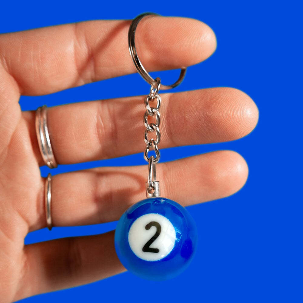 Pool Ball 8 Keychain, Miniature Real Billards Ball Keyring, Cute Fun Vintage Gifts for Him Her - customphotokeychain