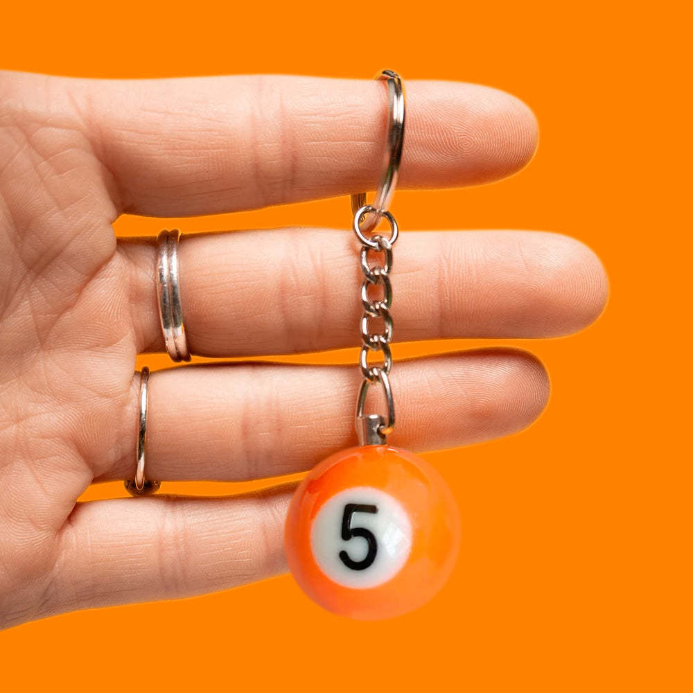 Pool Ball 8 Keychain, Miniature Real Billards Ball Keyring, Cute Fun Vintage Gifts for Him Her - customphotokeychain
