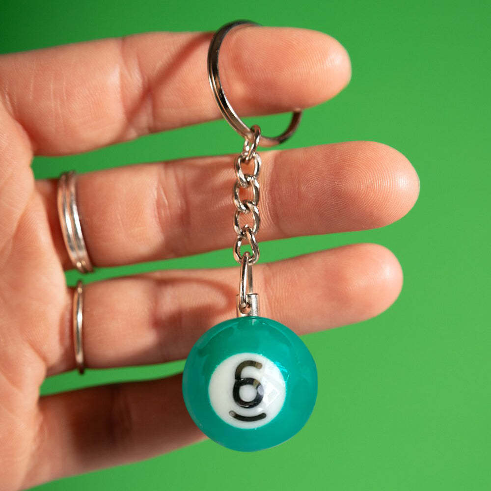 Pool Ball 8 Keychain, Miniature Real Billards Ball Keyring, Cute Fun Vintage Gifts for Him Her - customphotokeychain