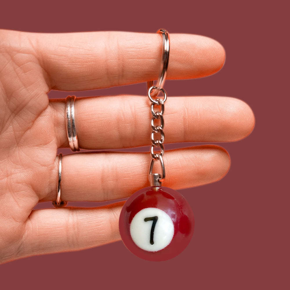Pool Ball 8 Keychain, Miniature Real Billards Ball Keyring, Cute Fun Vintage Gifts for Him Her - customphotokeychain