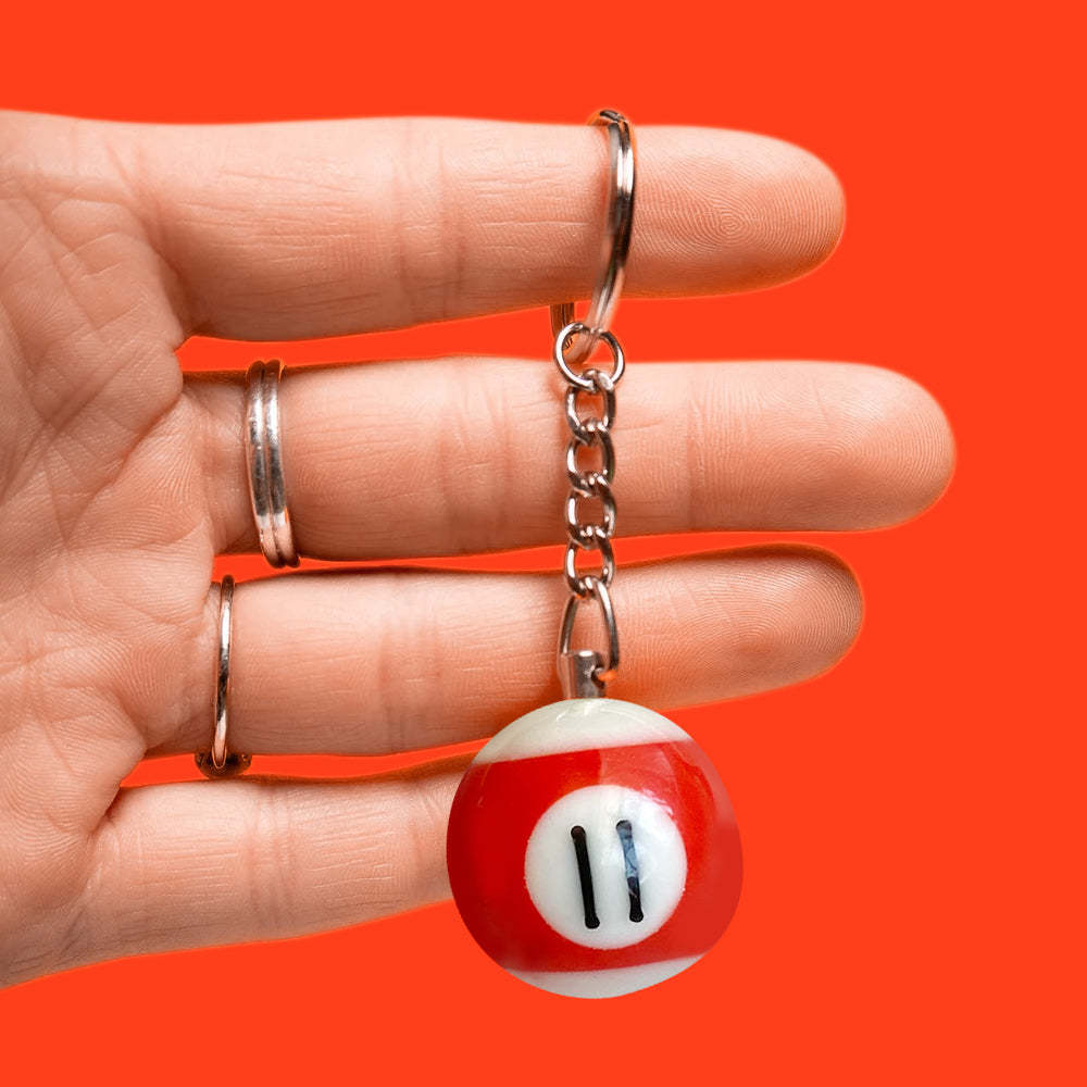 Pool Ball 8 Keychain, Miniature Real Billards Ball Keyring, Cute Fun Vintage Gifts for Him Her - customphotokeychain