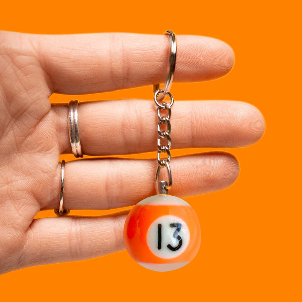 Pool Ball 8 Keychain, Miniature Real Billards Ball Keyring, Cute Fun Vintage Gifts for Him Her - customphotokeychain