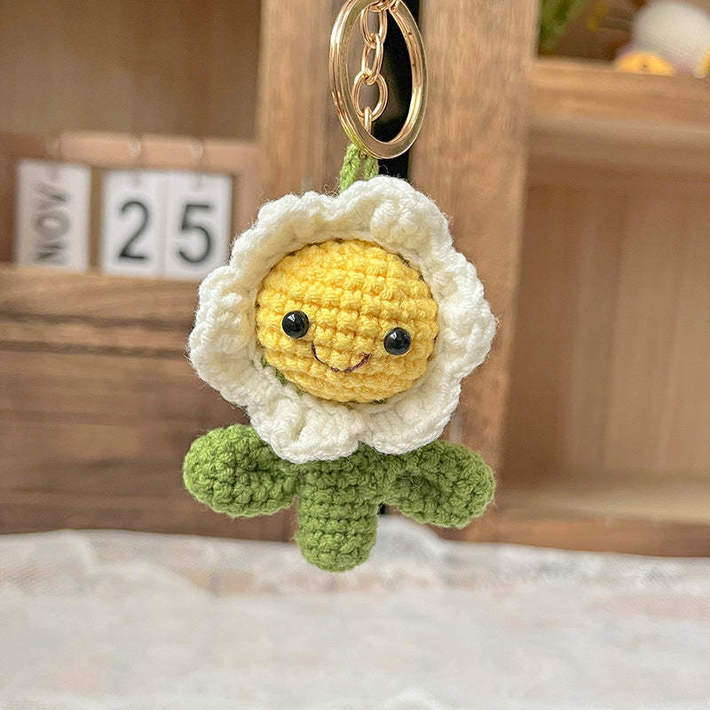 Crochet Flower Keychain Creative Cactus Knitted Keychain Gift for Her - customphotokeychain