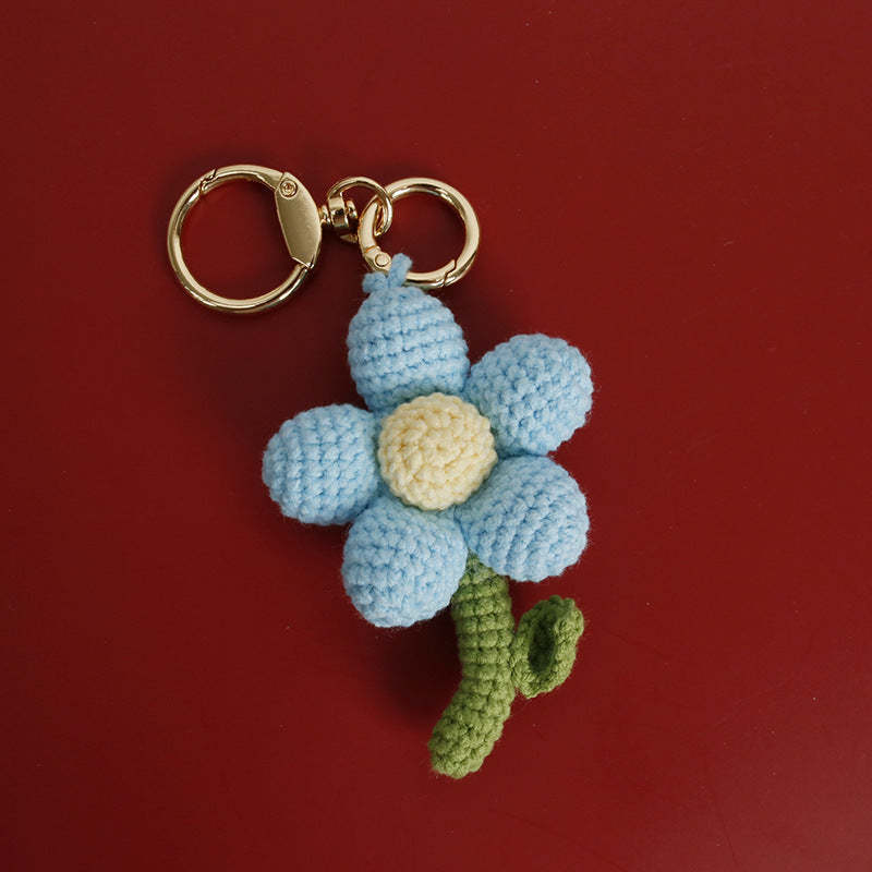 Crochet Flower Keychain Handmade Knitted Bouquet Keychain for Birthday Gift - customphotokeychain