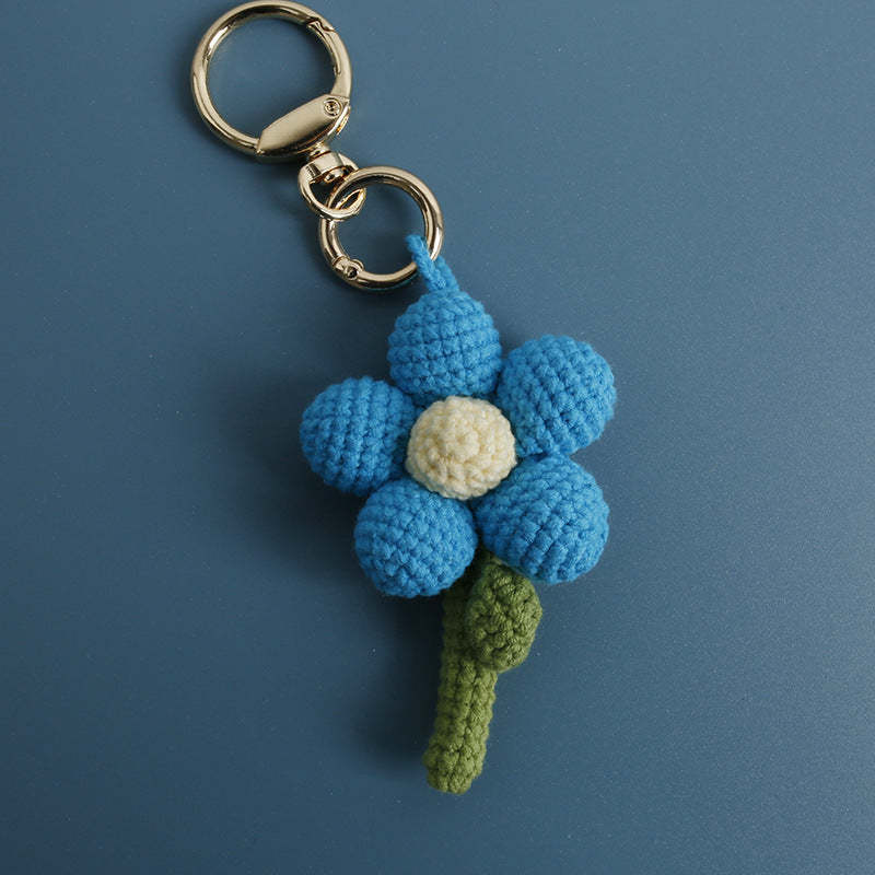 Crochet Flower Keychain Handmade Knitted Bouquet Keychain for Birthday Gift - customphotokeychain