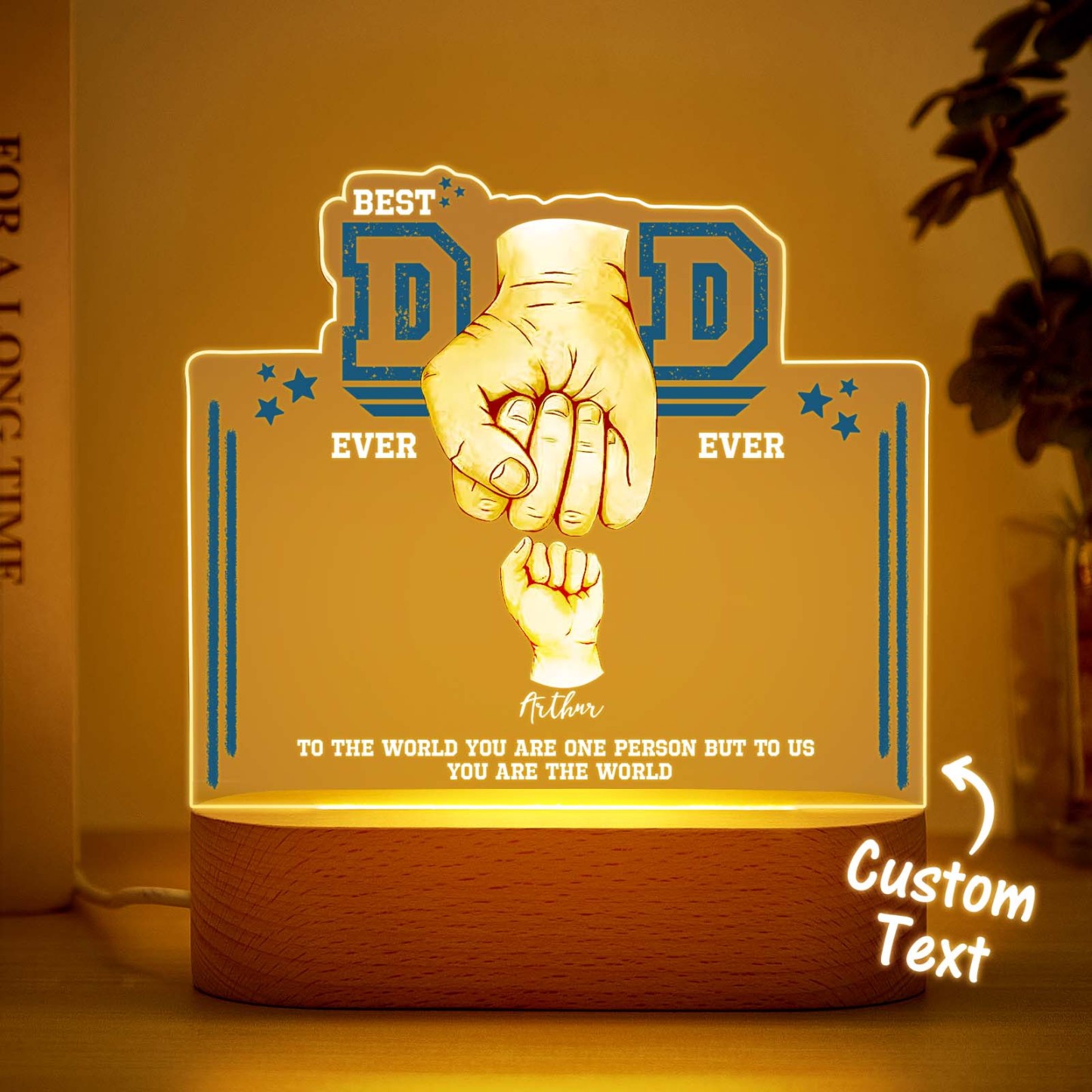Fist Bump Night Light Fathers Day Gifts Personalized Dad Gift from Kids Gift for Dad Best Dad Ever - MyPhotoBoxerUk