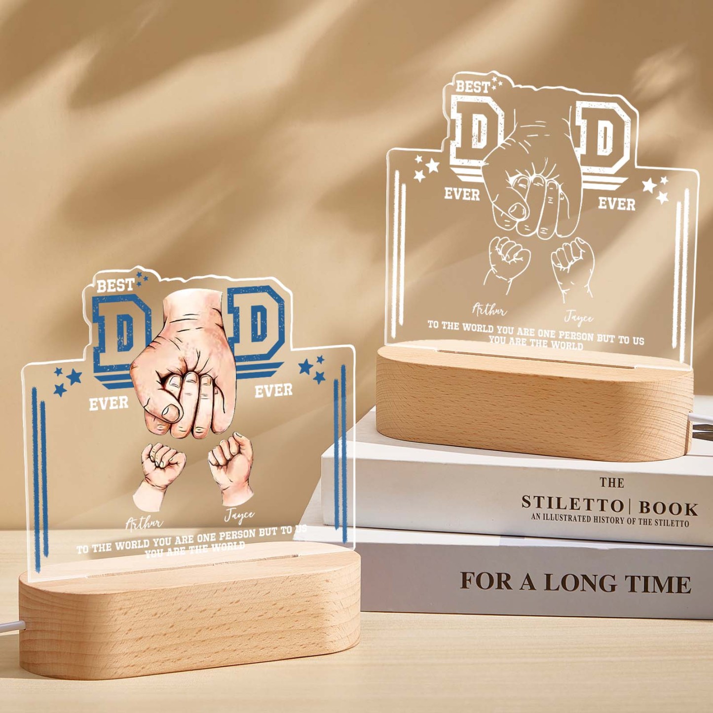 Fist Bump Night Light Fathers Day Gifts Personalized Dad Gift from Kids Gift for Dad Best Dad Ever - MyPhotoBoxerUk