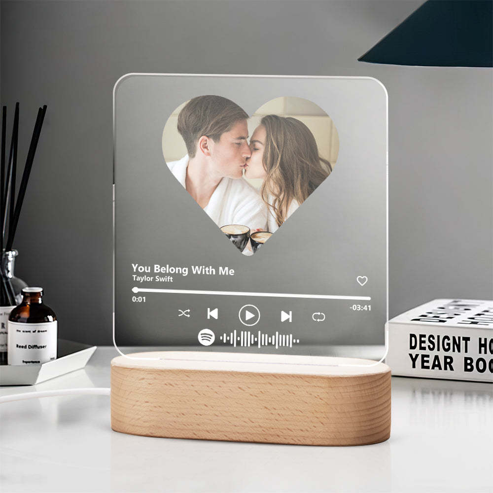 Custom Spotify Code Heart 7 Color Lamp Acrylic Music Plaque Night Light - customphotokeychain