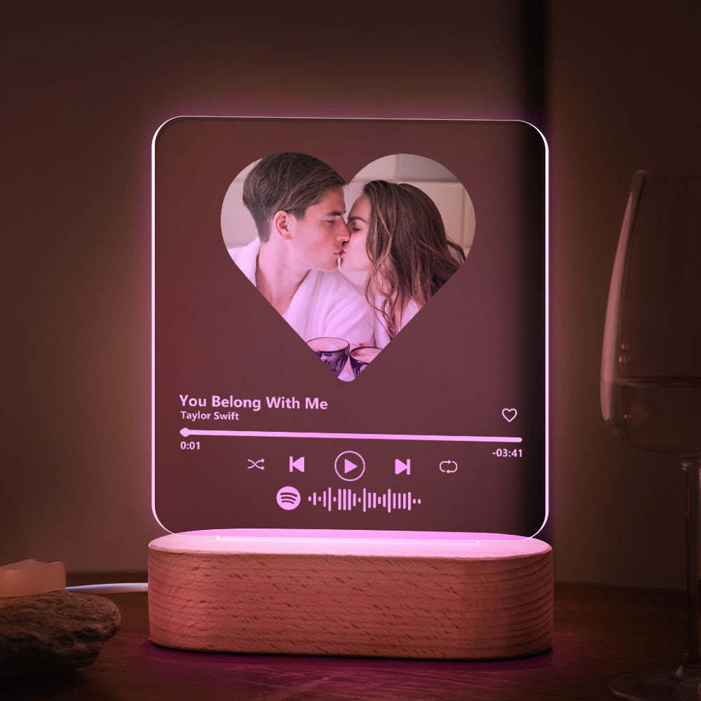 Custom Spotify Code Heart 7 Color Lamp Acrylic Music Plaque Night Light - customphotokeychain