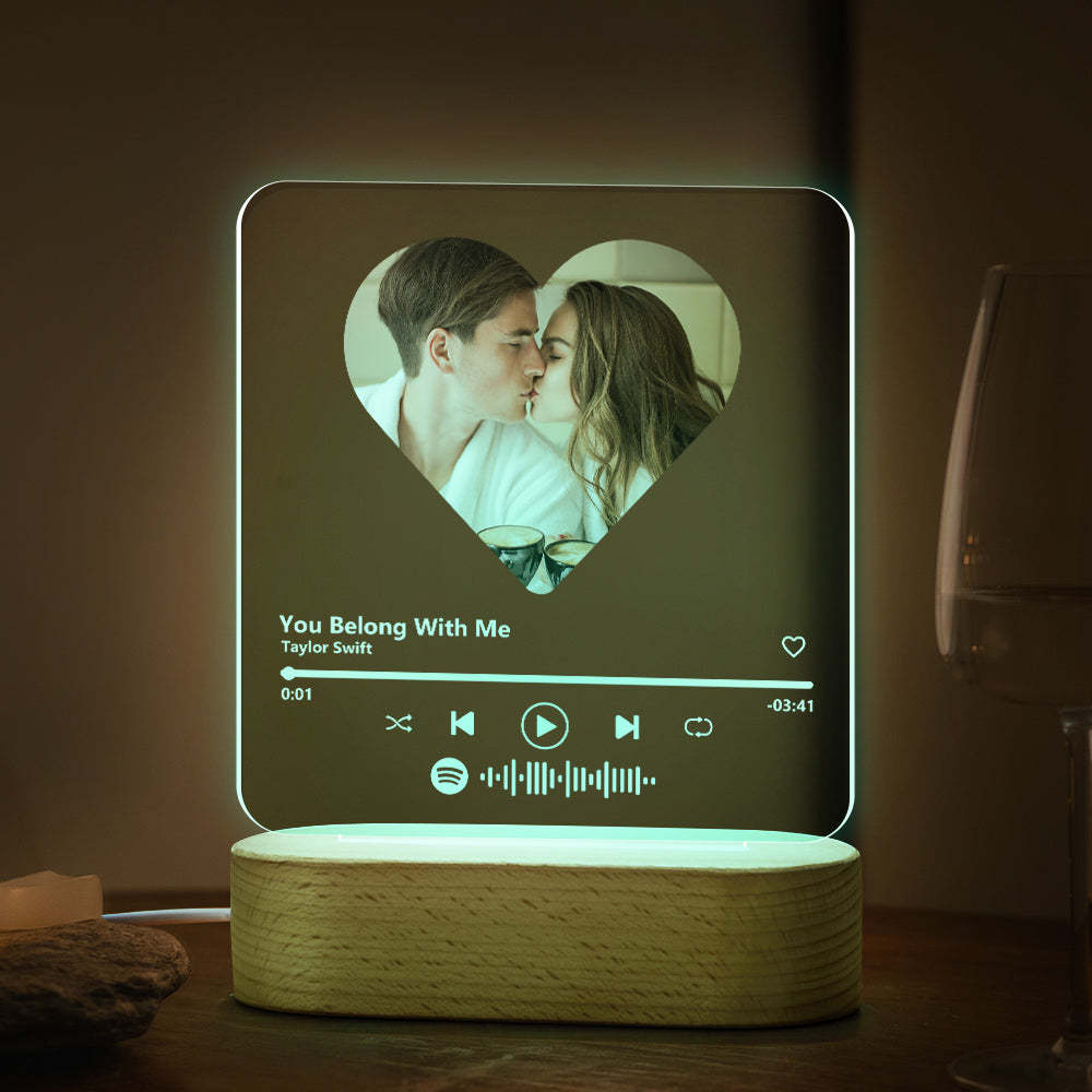 Custom Spotify Code Heart 7 Color Lamp Acrylic Music Plaque Night Light - customphotokeychain