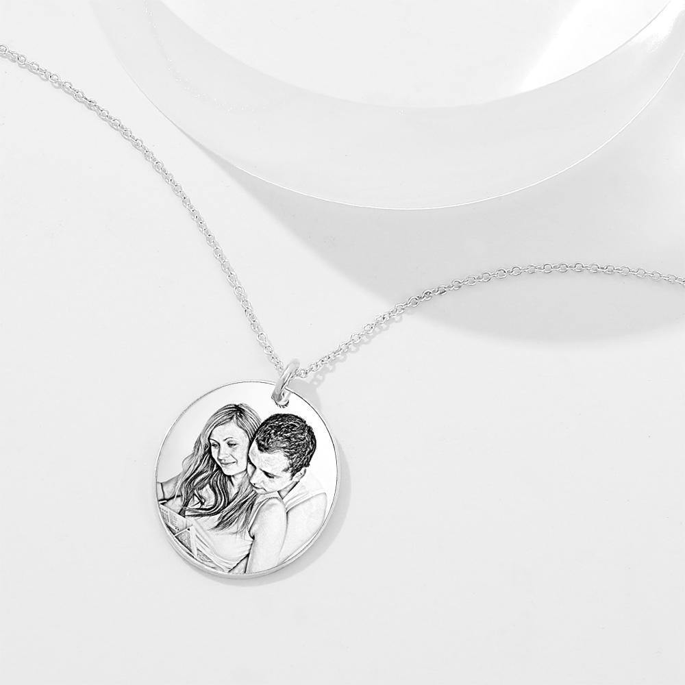 Personalized Oval Engraved Photo Necklace Silver Festival Gift For Him - myphotokeyringau