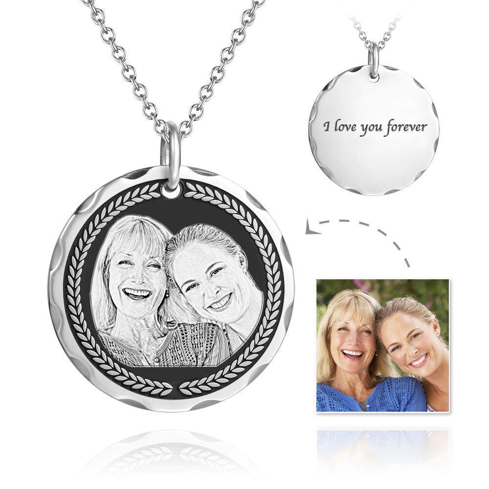 Personalized Round Engraved Photo Necklace Silver Retro Festival Gift - myphotokeyringau