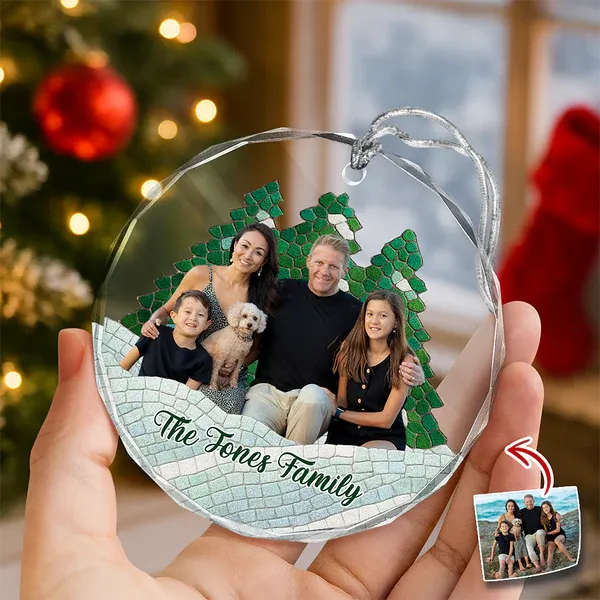 Custom Photo Family Mosaic Style Ornament Best Christmas Gift for Family - CustomPhotoKeychainAU