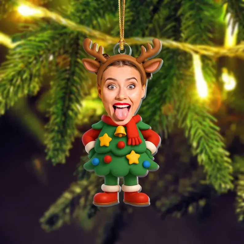 Personalized Family Christmas Ornament, Funny Custom Face Ornament, Holiday Tree Decoration, Christmas Gift for Families - CustomPhotoKeychainAU