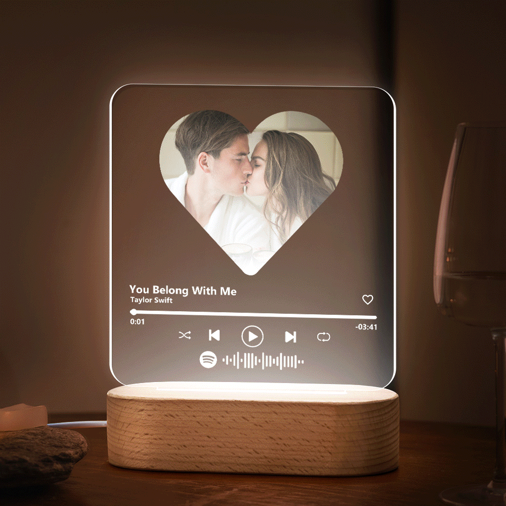 Custom Spotify Code Heart 7 Color Lamp Acrylic Music Plaque Night Light - customphotokeychain