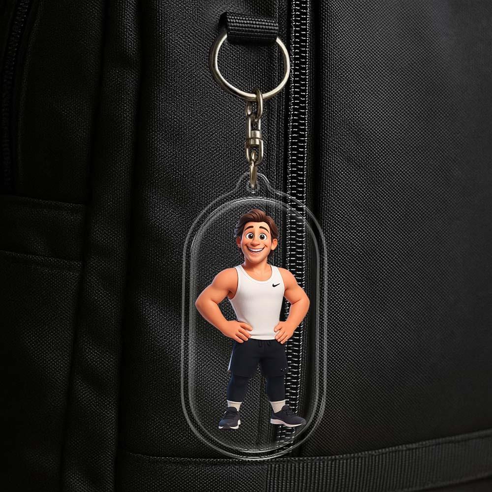 Custom Figure Keychain Personalized Acrylic Cartoon Keychain Photo Bag Charm Fitness Gifts Unique Keepsake Gift For Sports Enthusiasts Birthday Anniversary Gifts - CustomPhotoKeychainAU