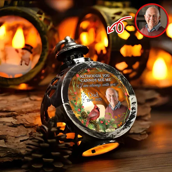 Custom Photo Beside You Memorial Candlelight Lantern Ornament - CustomPhotoKeychainAU