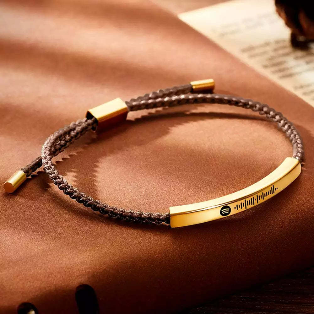 Custom Spotify Music Label Bracelet Personalized Scannable Music Song Bracelet Gift for Her - customphotokeychain