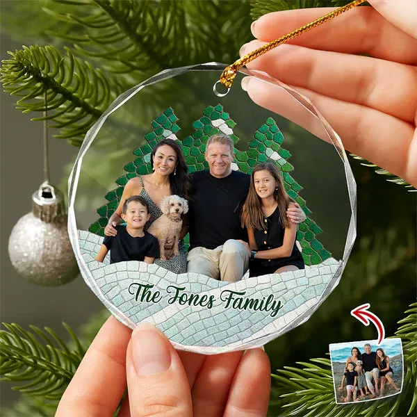 Custom Photo Family Mosaic Style Ornament Best Christmas Gift for Family - CustomPhotoKeychainAU