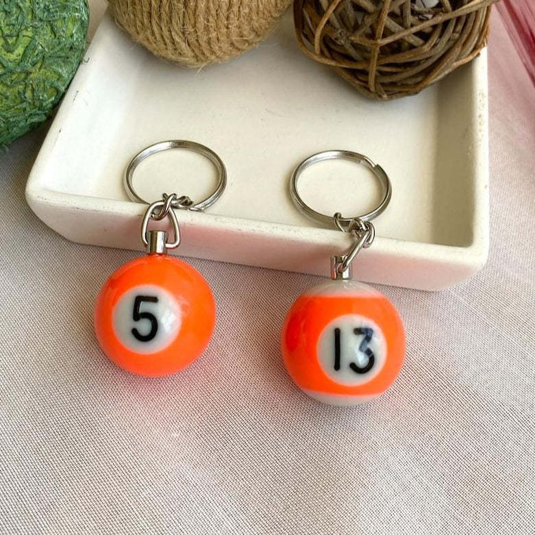 Pool Ball 8 Keychain, Miniature Real Billards Ball Keyring, Cute Fun Vintage Gifts for Him Her - customphotokeychain
