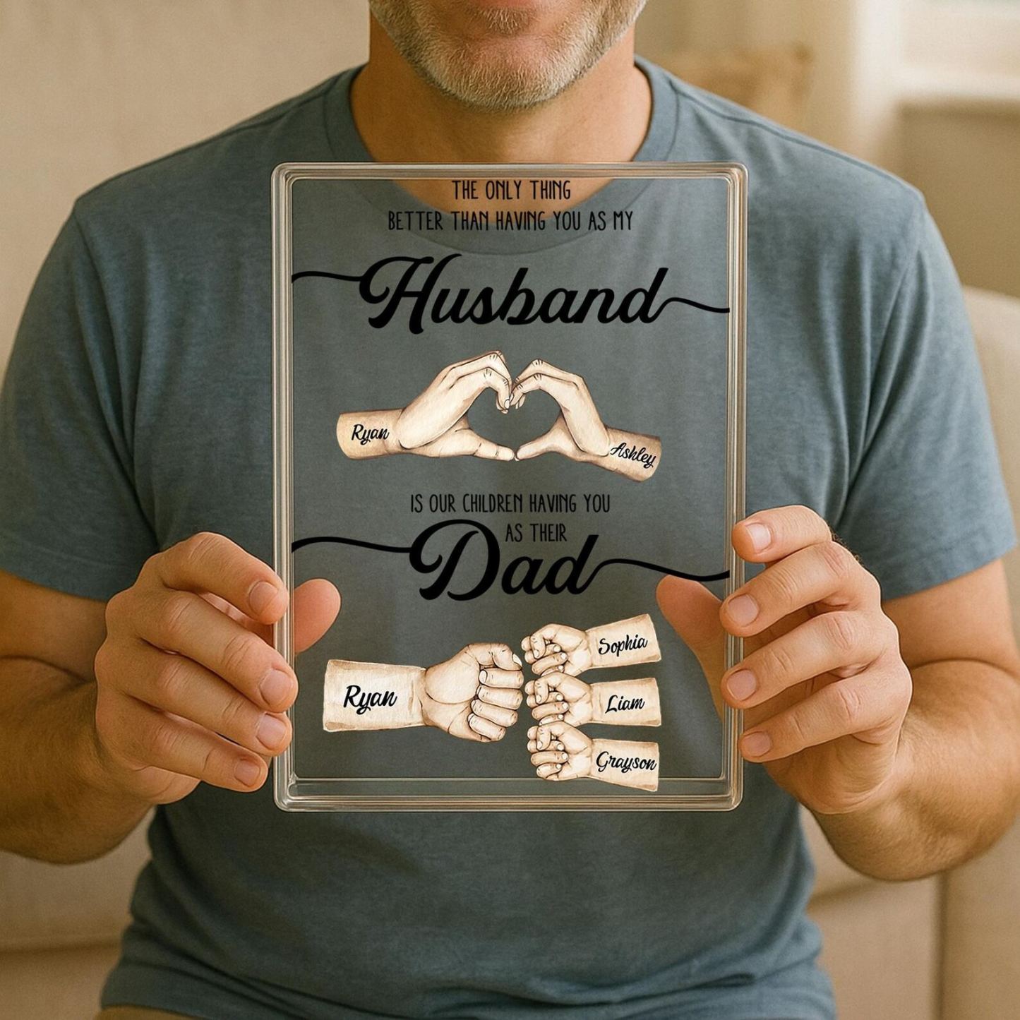 Custom Dad Fist Bump Acrylic Plaque – The Only Thing Better Than Having You as My Husband Is Our Kids Having You as Their Dad Gift