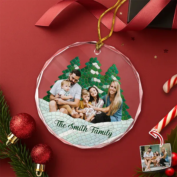 Custom Photo Family Mosaic Style Ornament Best Christmas Gift for Family - CustomPhotoKeychainAU