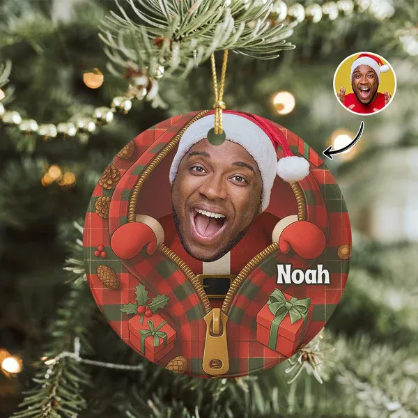 Santa Claus Ornament Holiday Decoration Personalized Gift For Family - CustomPhotoKeychainAU