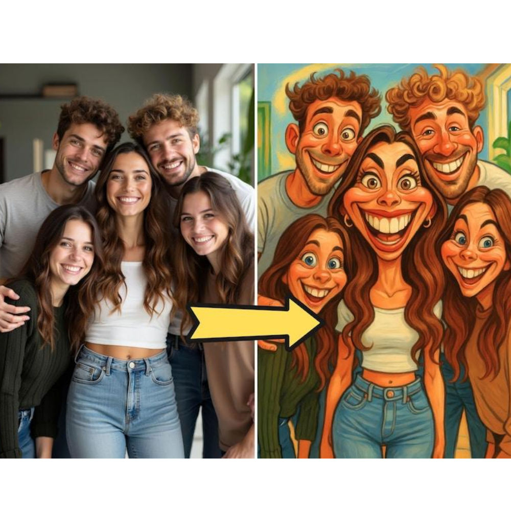 Custom Funny Caricature Portrait Frame Transform Your Photo into Hilarious Art Gift - CustomPhotoKeychainAU