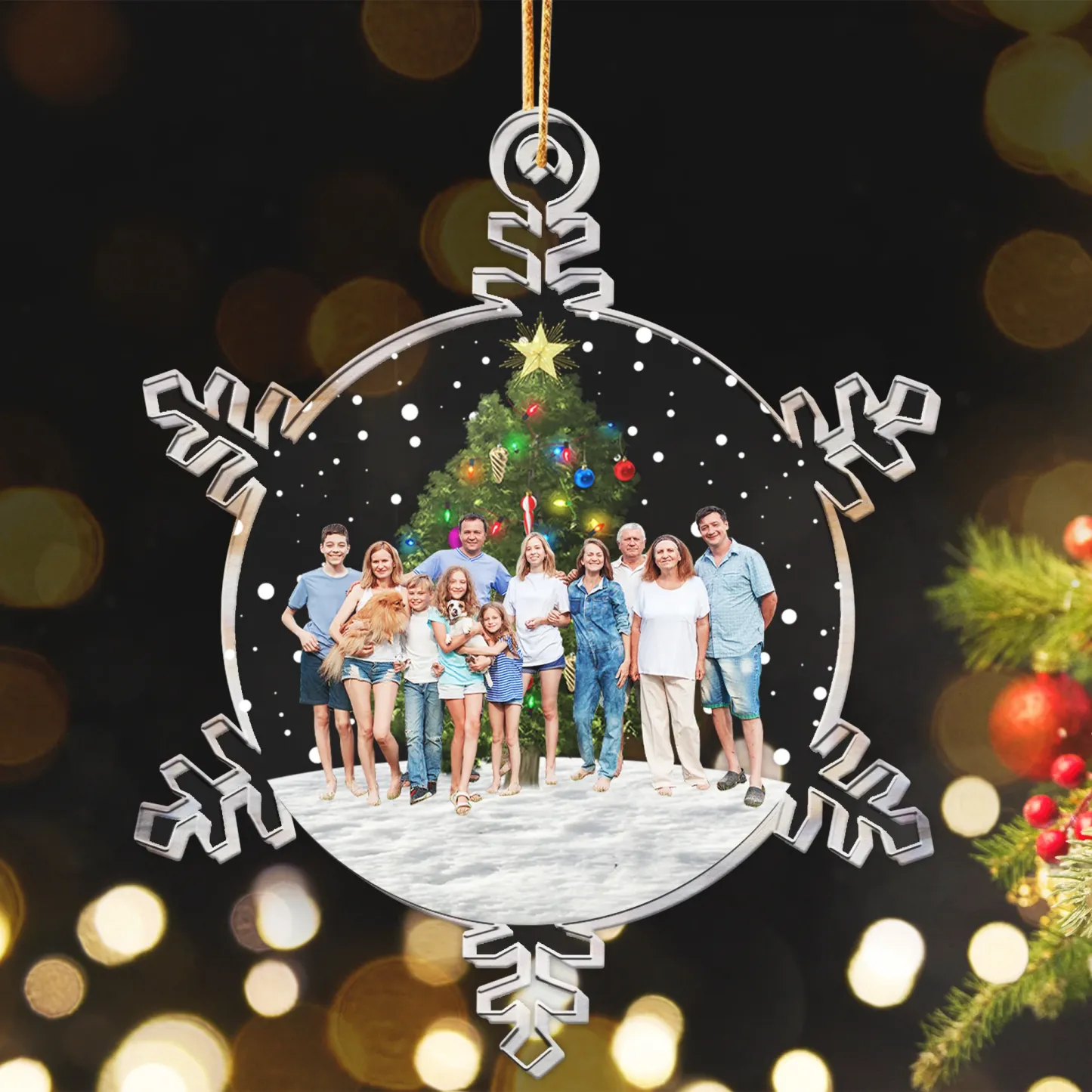 Personalized Acrylic Photo Ornament Snowflakes, Custom Photo Christmas Gift for Family, Friends - CustomPhotoKeychainAU