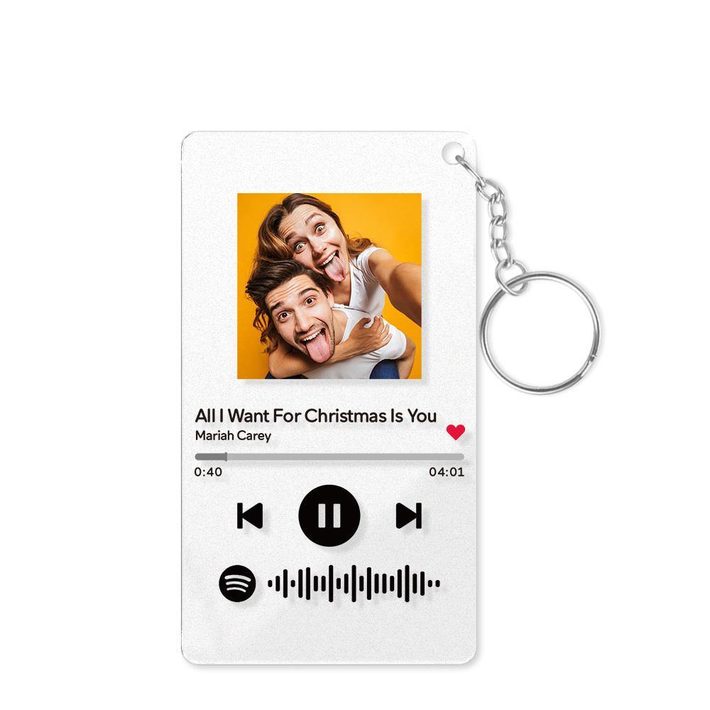Personalised Photo Acrylic Keyring With Scannable Music Spotify Code (2.1IN X 3.4IN) - myphotokeyringau