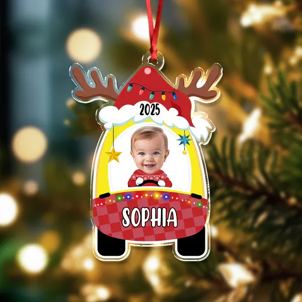 Custom Photo Cute Baby First Christmas Car Acrylic Ornament - CustomPhotoKeychainAU