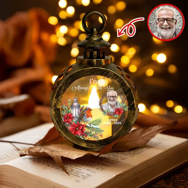 Custom Photo I Am Always With You Memorial Candlelight Lantern Ornament - CustomPhotoKeychainAU