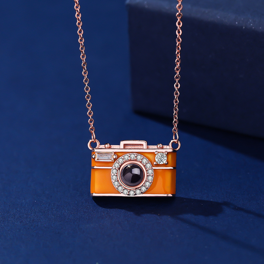 Personalized Photo Necklace Projection Gem Camera Necklace Anniversary Gifts for Her - 