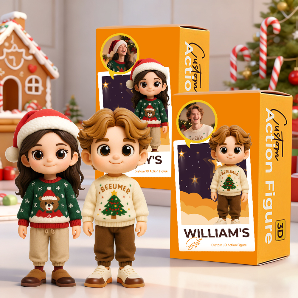 Custom 3D Figure Personalized Christmas Gift Idea for Family Friends Lovers - 
