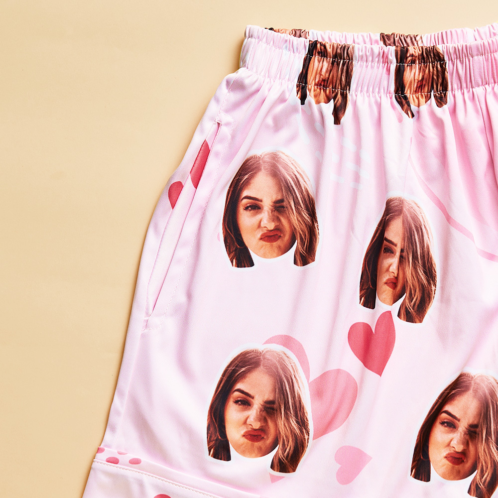 Custom Face Short Sleeved Pajamas Personalised Women's Sleepwear Love Gifts For Her