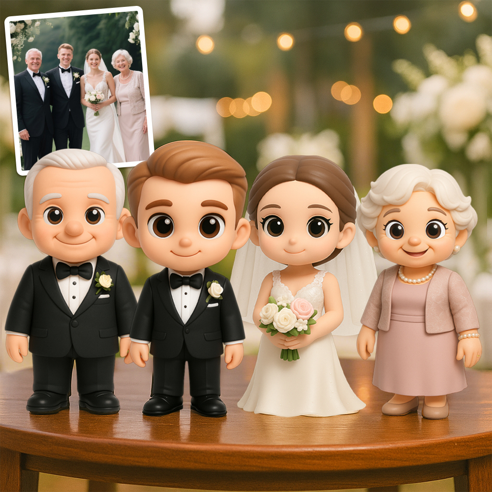 Personalized 3D Action Figure Custom Family Wedding Figurine Capture Your Special Day with Loved Ones in 3D - 