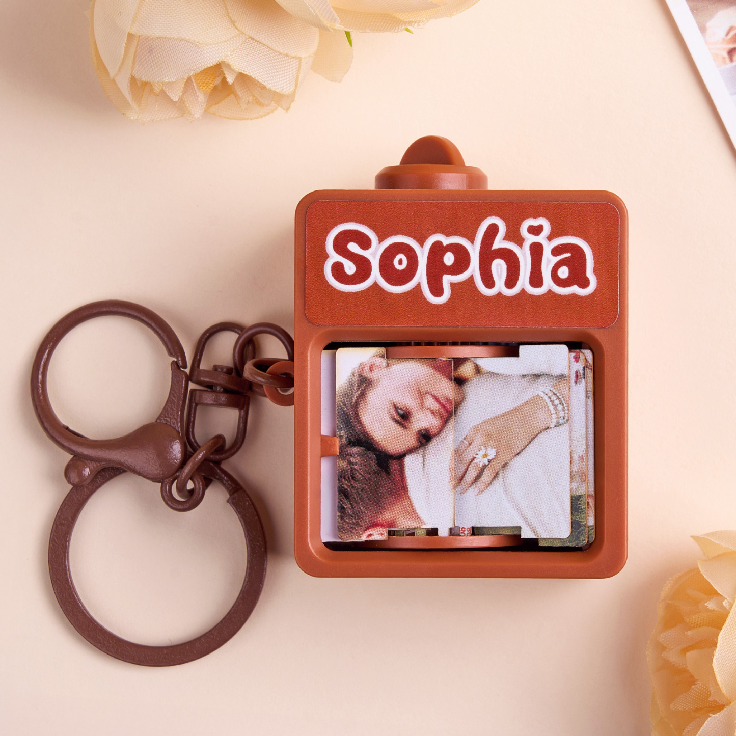 Custom Flip Photo Keychain Personalized Flip Photo Keychain with Automatic Reel Flip Photo Keychain Surprise Gifts - 