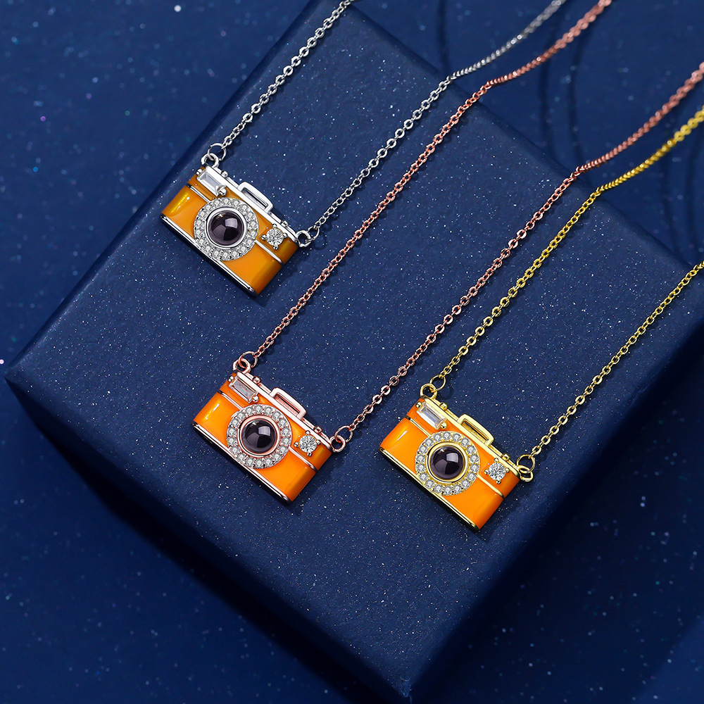 Personalized Photo Necklace Projection Gem Camera Necklace Anniversary Gifts for Her - 