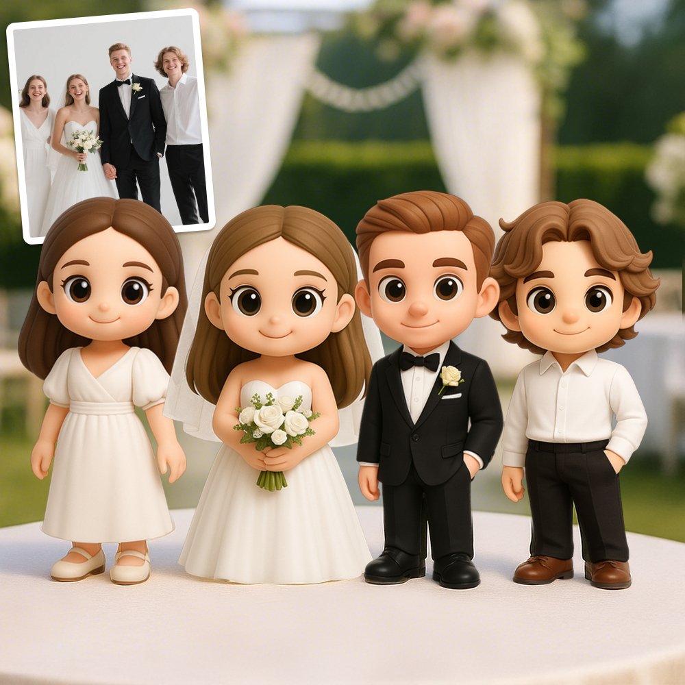 Personalized 3D Action Figure Custom Family Wedding Figurine Capture Your Special Day with Loved Ones in 3D - 