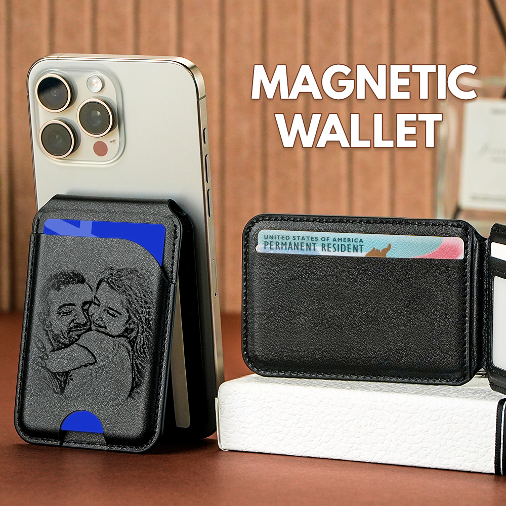 New Rotating Magnetic Wallet Stand – Multi-Card Holder with Secure Snap-On Design - 