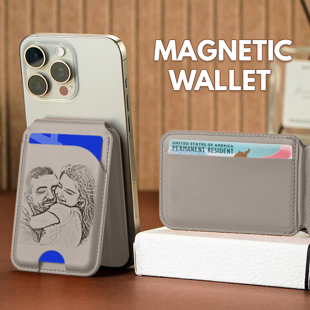 New Rotating Magnetic Wallet Stand – Multi-Card Holder with Secure Snap-On Design - 