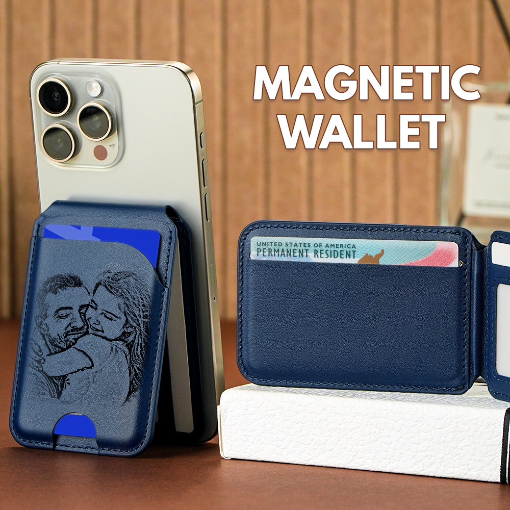 New Rotating Magnetic Wallet Stand – Multi-Card Holder with Secure Snap-On Design - 