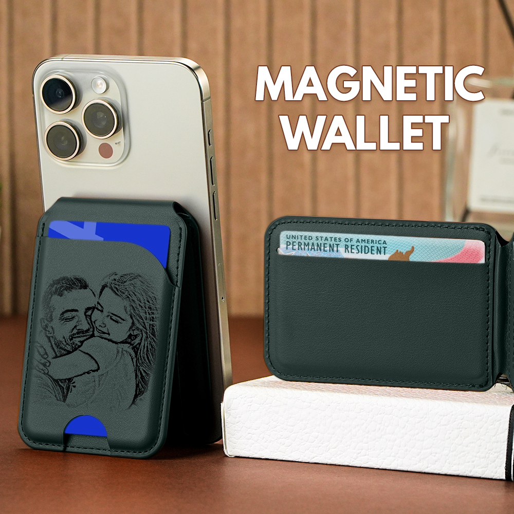 New Rotating Magnetic Wallet Stand – Multi-Card Holder with Secure Snap-On Design - 