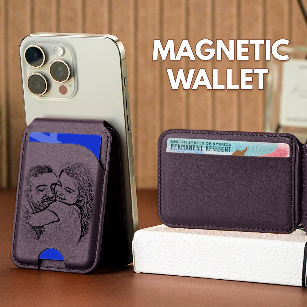 New Rotating Magnetic Wallet Stand – Multi-Card Holder with Secure Snap-On Design - 