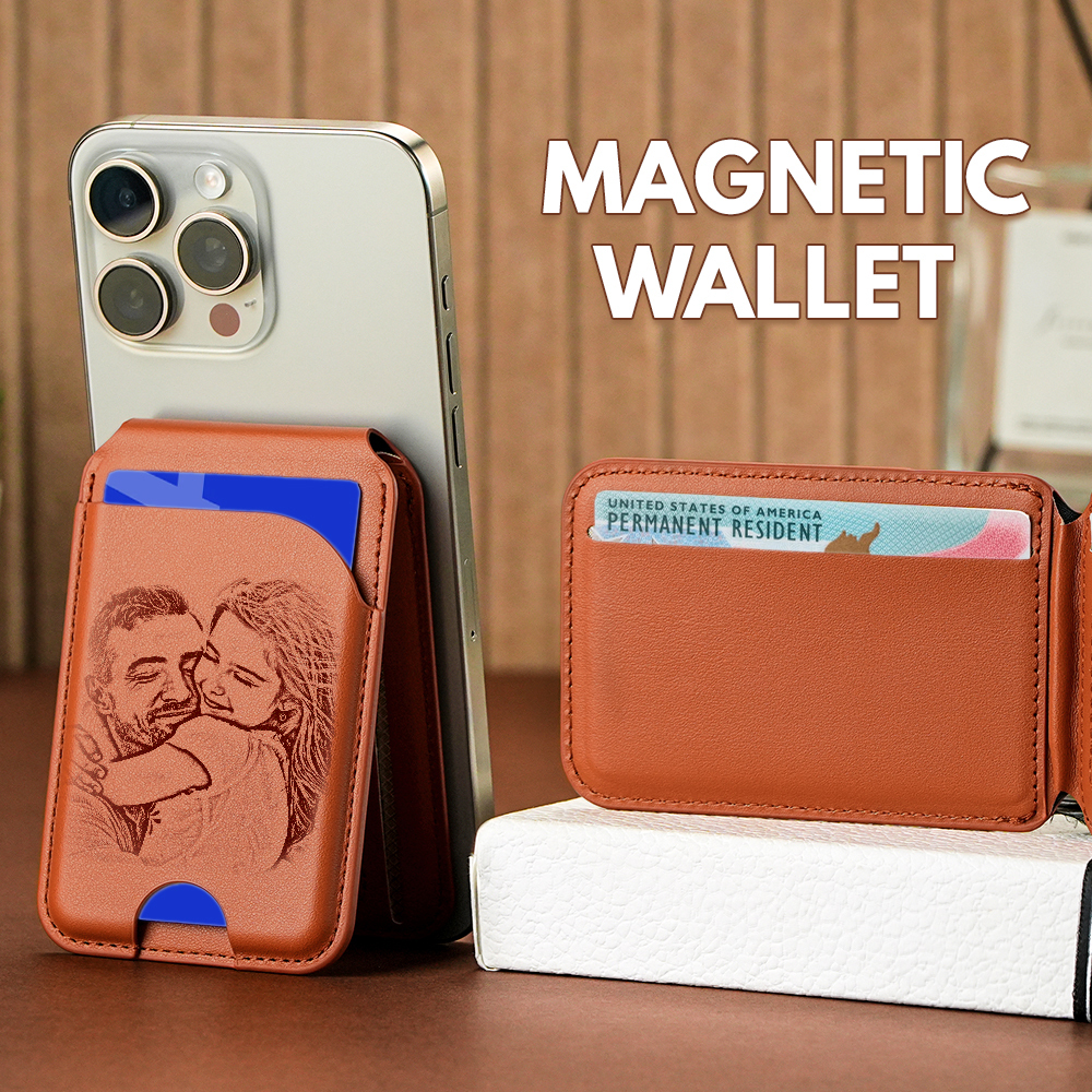 New Rotating Magnetic Wallet Stand – Multi-Card Holder with Secure Snap-On Design - 