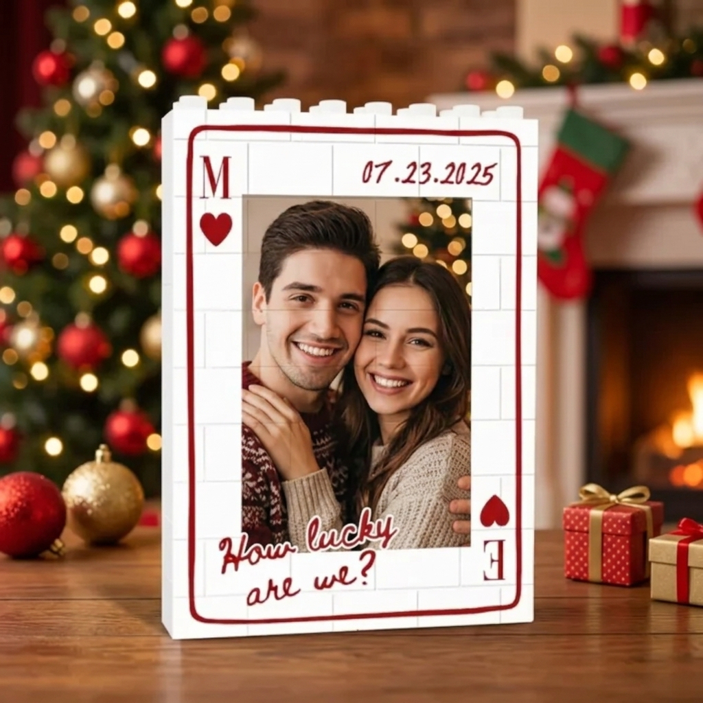 Custom Photo Brick Puzzle Frame - Personalized Christmas Gift for Couples & Family - 